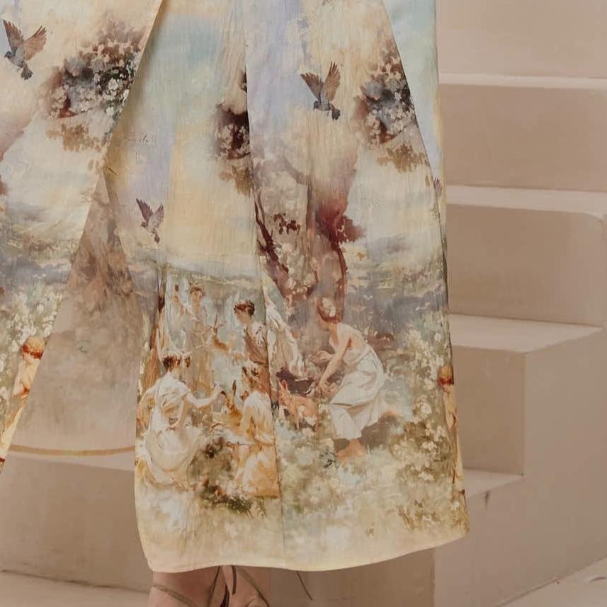 Bohemian Dream Wide Leg Palazzo Pants | Artistic Vintage Print