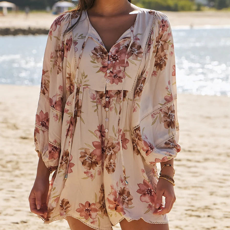 Bentley Playsuit | Boho Balloon Sleeve Romper Playsuit