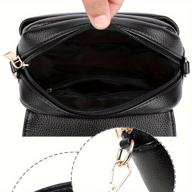 Stylish Leather Shoulder Bag -  Kangaroo and Letter Decor Fashion Crossbody Bag