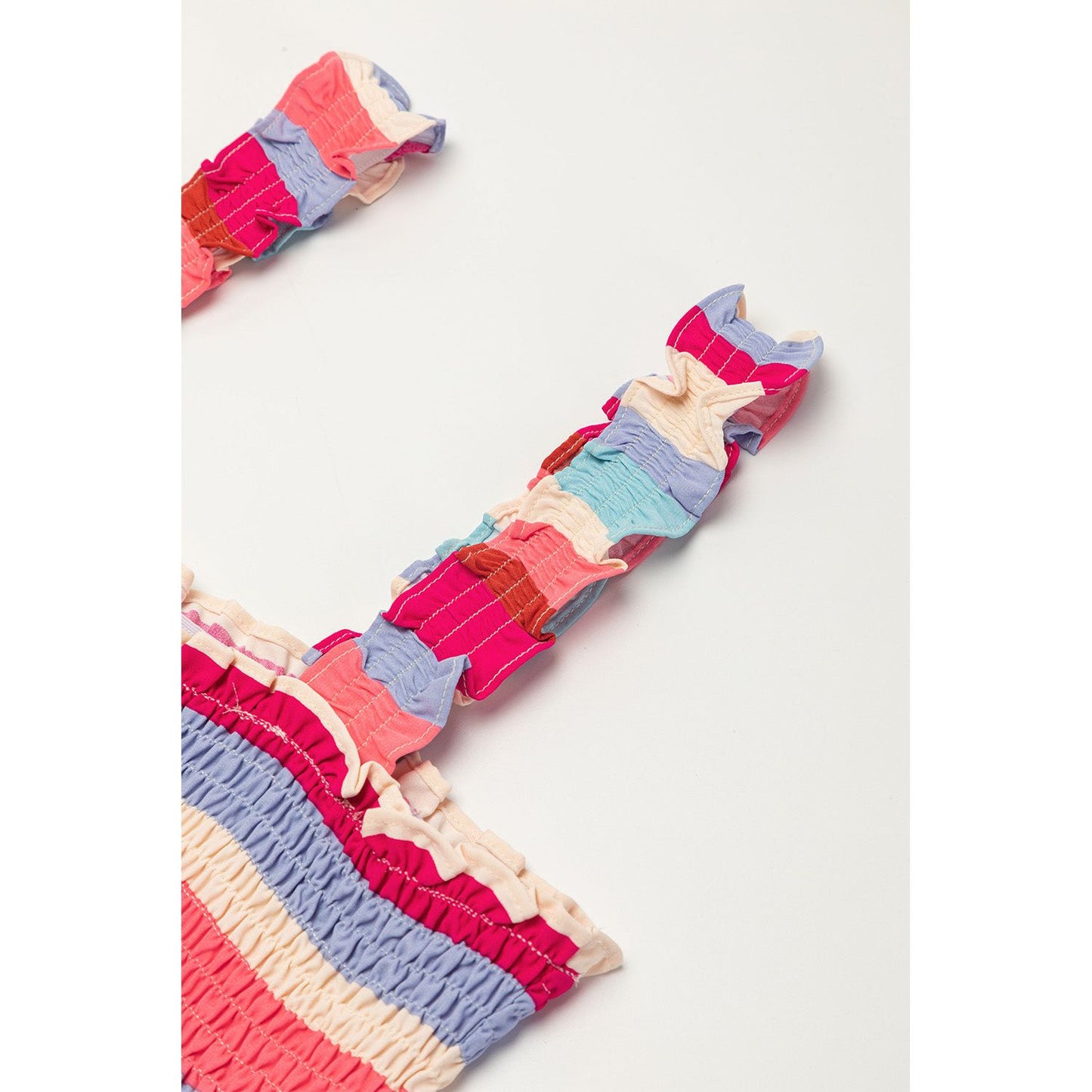 Red Striped Ruffled Straps Summer Midi Dress | Ginger Bear Boutique