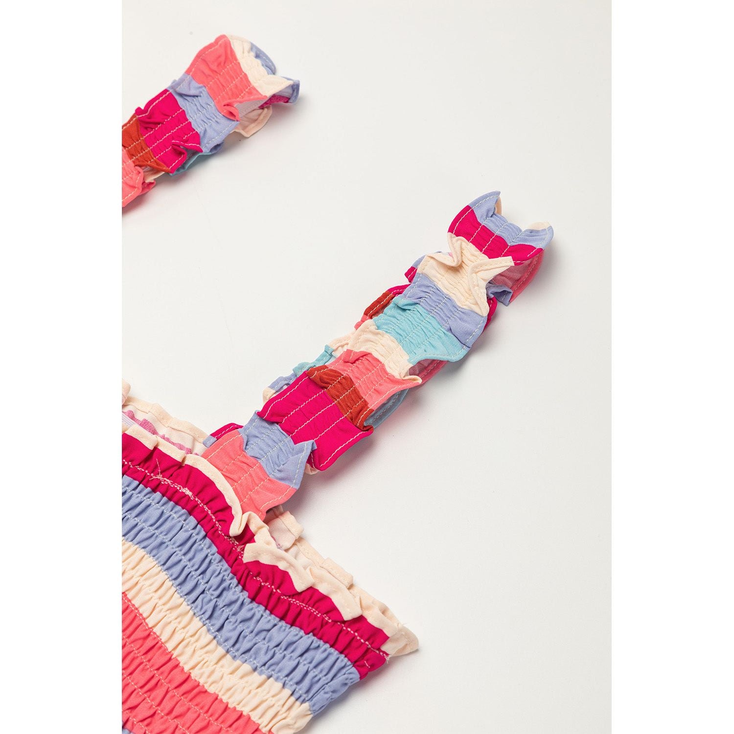 Red Striped Ruffled Straps Summer Midi Dress | Ginger Bear Boutique