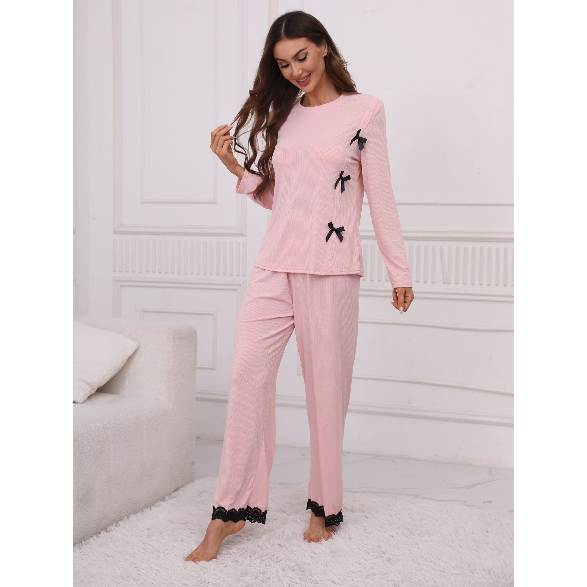 Lovely Lace Trim Pyjama Lounge Sleepwear set | Ginger Bear Boutique