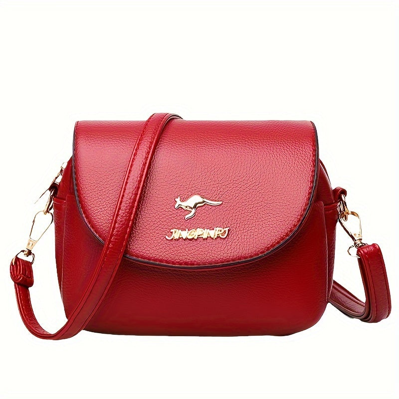 Stylish Leather Shoulder Bag -  Kangaroo and Letter Decor Fashion Crossbody Bag | Ginger Bear Boutique