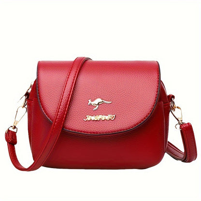 Stylish Leather Shoulder Bag -  Kangaroo and Letter Decor Fashion Crossbody Bag | Ginger Bear Boutique