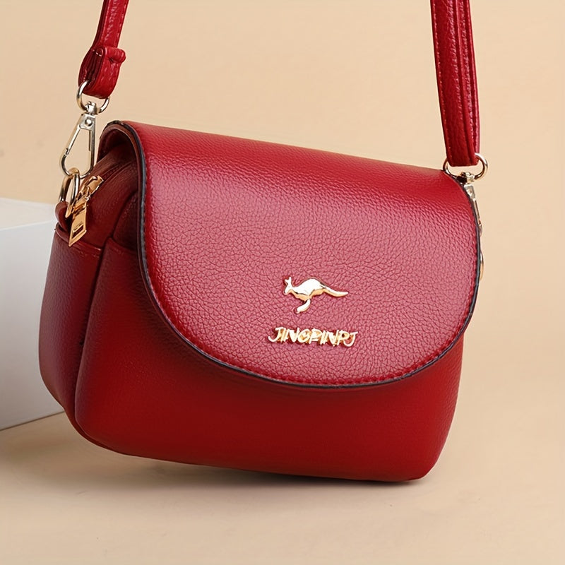 Stylish Leather Shoulder Bag -  Kangaroo and Letter Decor Fashion Crossbody Bag | Ginger Bear Boutique