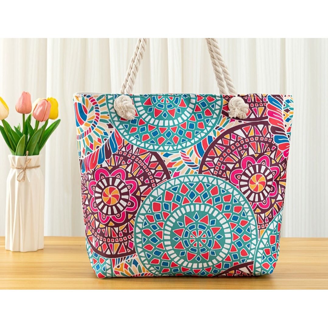Stylish Beach Bag  - Sandproof, Waterproof & Pocket Zipper Tote | Ginger Bear Boutique