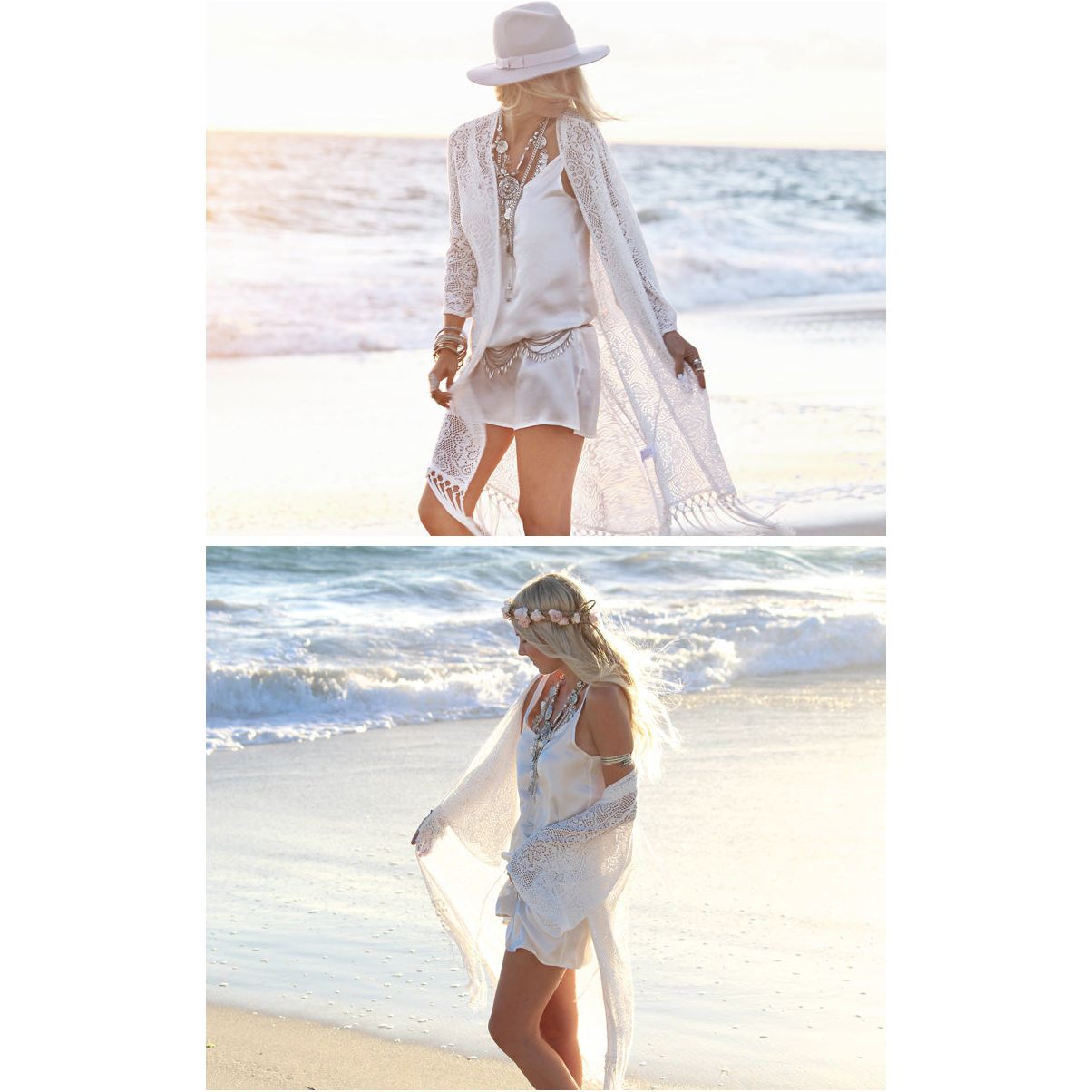 Beautiful White Chiffon Beach Jacket | Ginger Bear Boutique