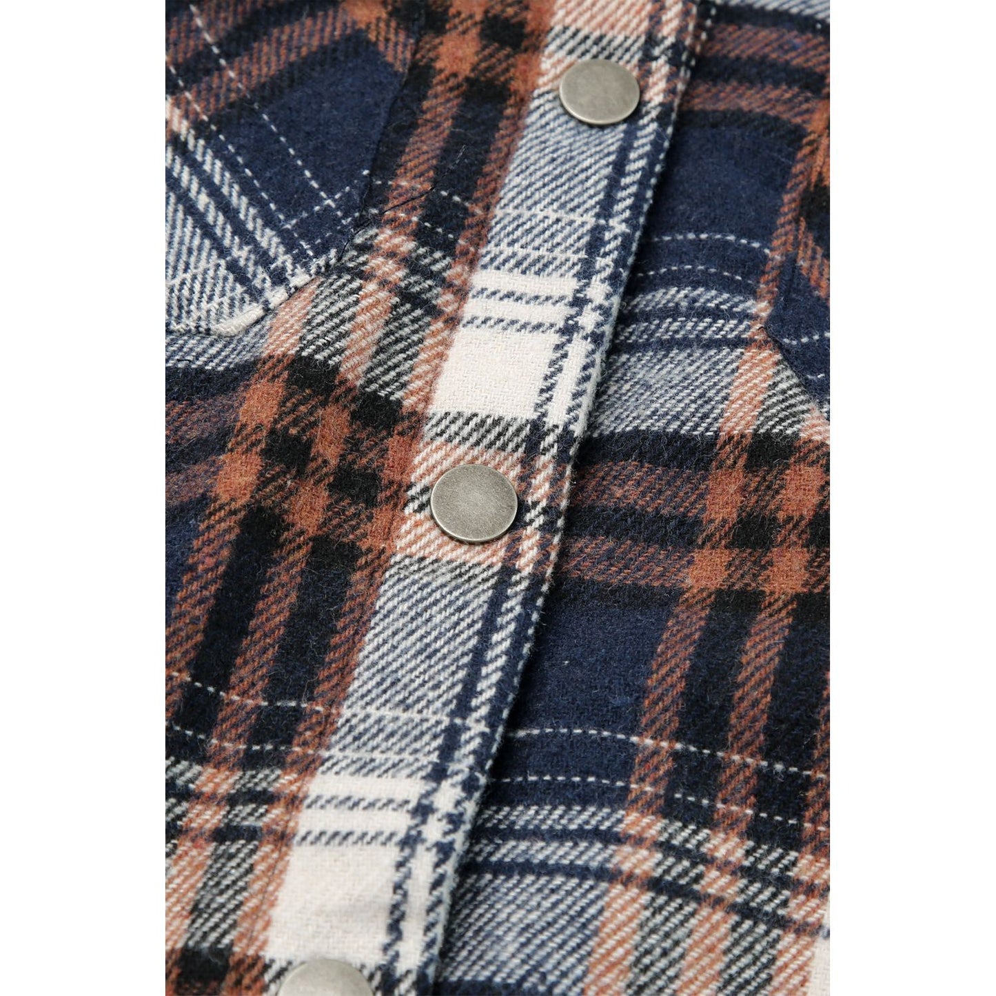 Gray Snap Button Sherpa Lined Hooded Flannel Jacket