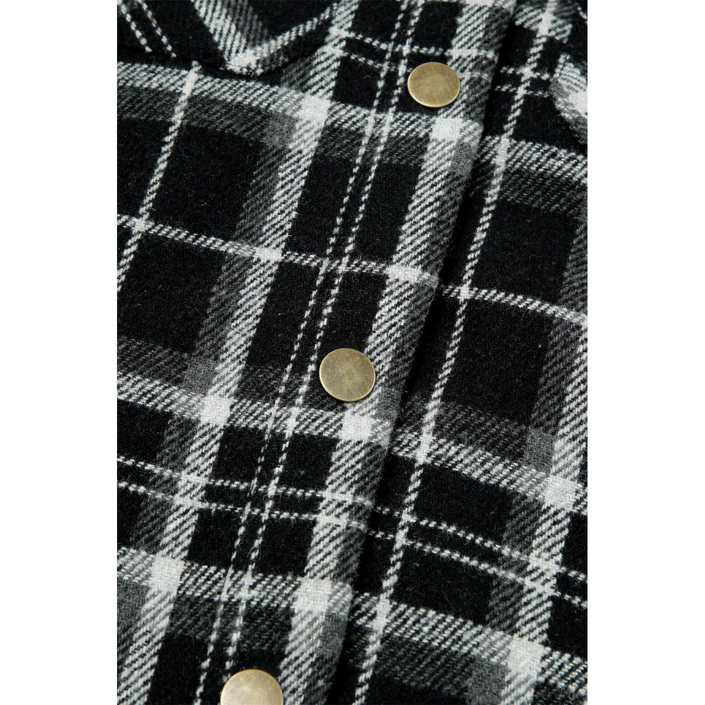 Gray Snap Button Sherpa Lined Hooded Flannel Jacket