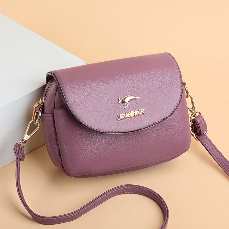 Stylish Leather Shoulder Bag -  Kangaroo and Letter Decor Fashion Crossbody Bag | Ginger Bear Boutique