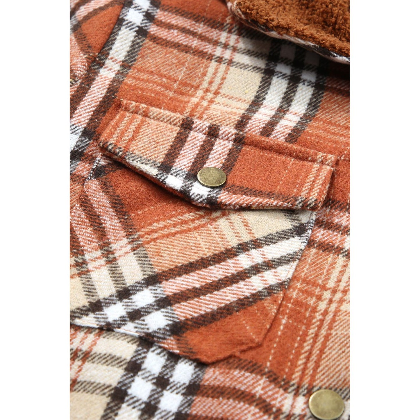 Gray Snap Button Sherpa Lined Hooded Flannel Jacket