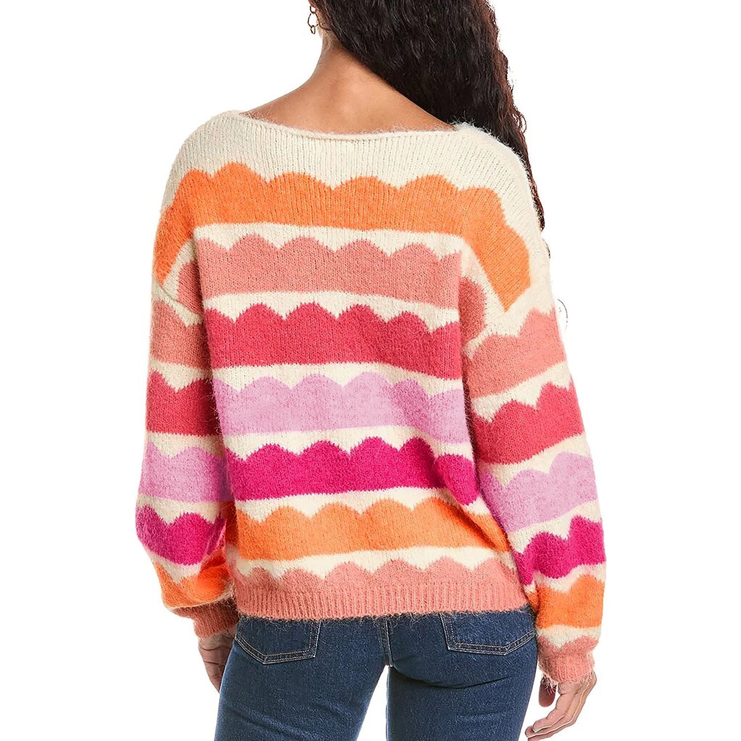 Beautifully Soft Yellow Wave Striped Balloon Sleeve Drop Shoulder Sweater | Ginger Bear Boutique