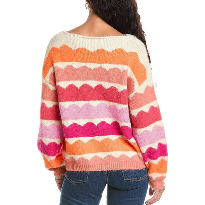 Beautifully Soft Yellow Wave Striped Balloon Sleeve Drop Shoulder Sweater | Ginger Bear Boutique