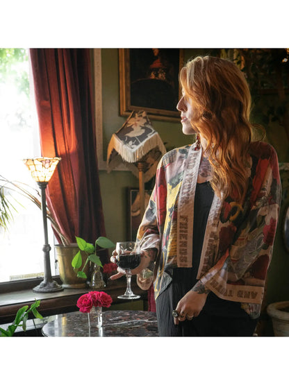 Friendship Love and Truth Cropped Bamboo Kimono