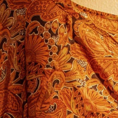 Hippie Flare Bell Sleeve Cinch Top  -  ORANGE PAISLEY
