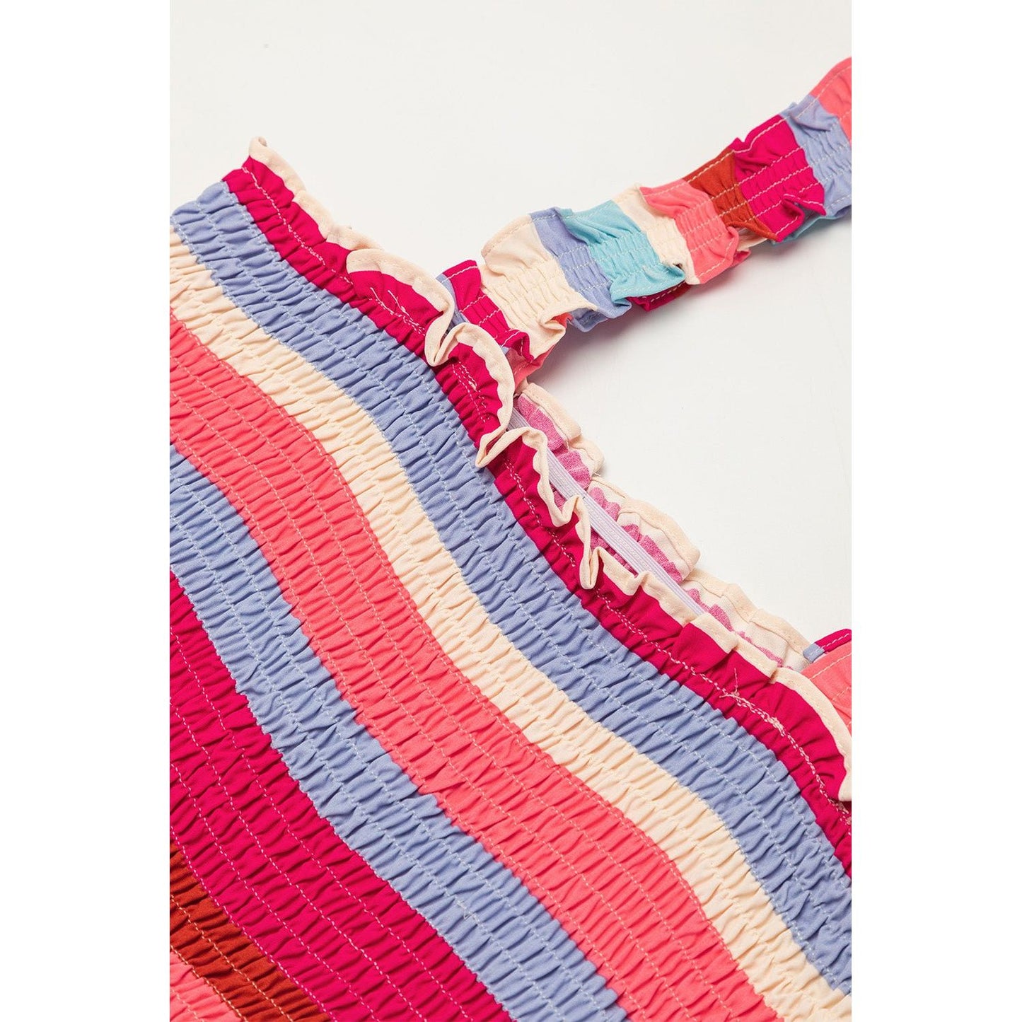 Red Striped Ruffled Straps Summer Midi Dress | Ginger Bear Boutique