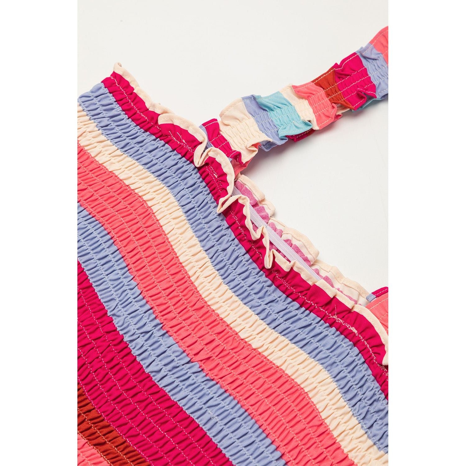 Red Striped Ruffled Straps Summer Midi Dress | Ginger Bear Boutique