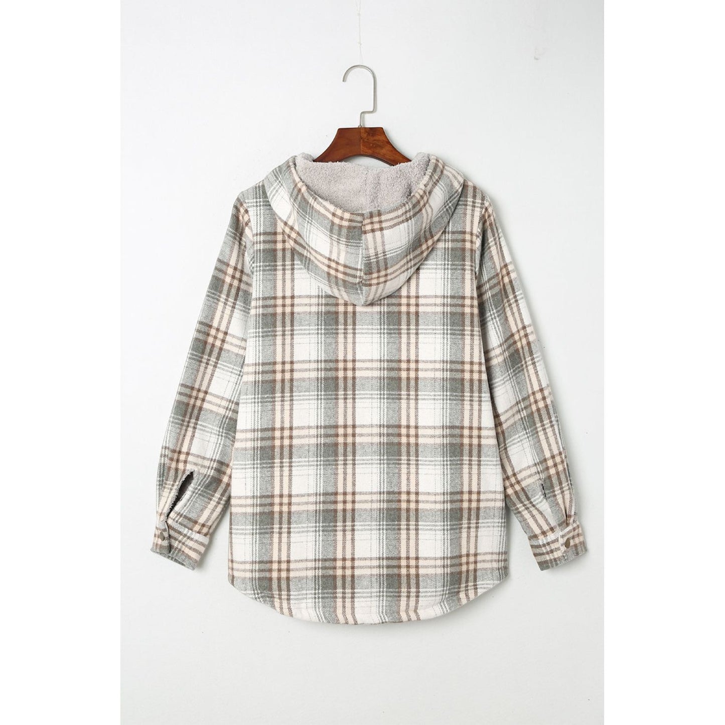 Sherpa Lined Hooded Gray Flannel Jacket | Ginger Bear Boutique