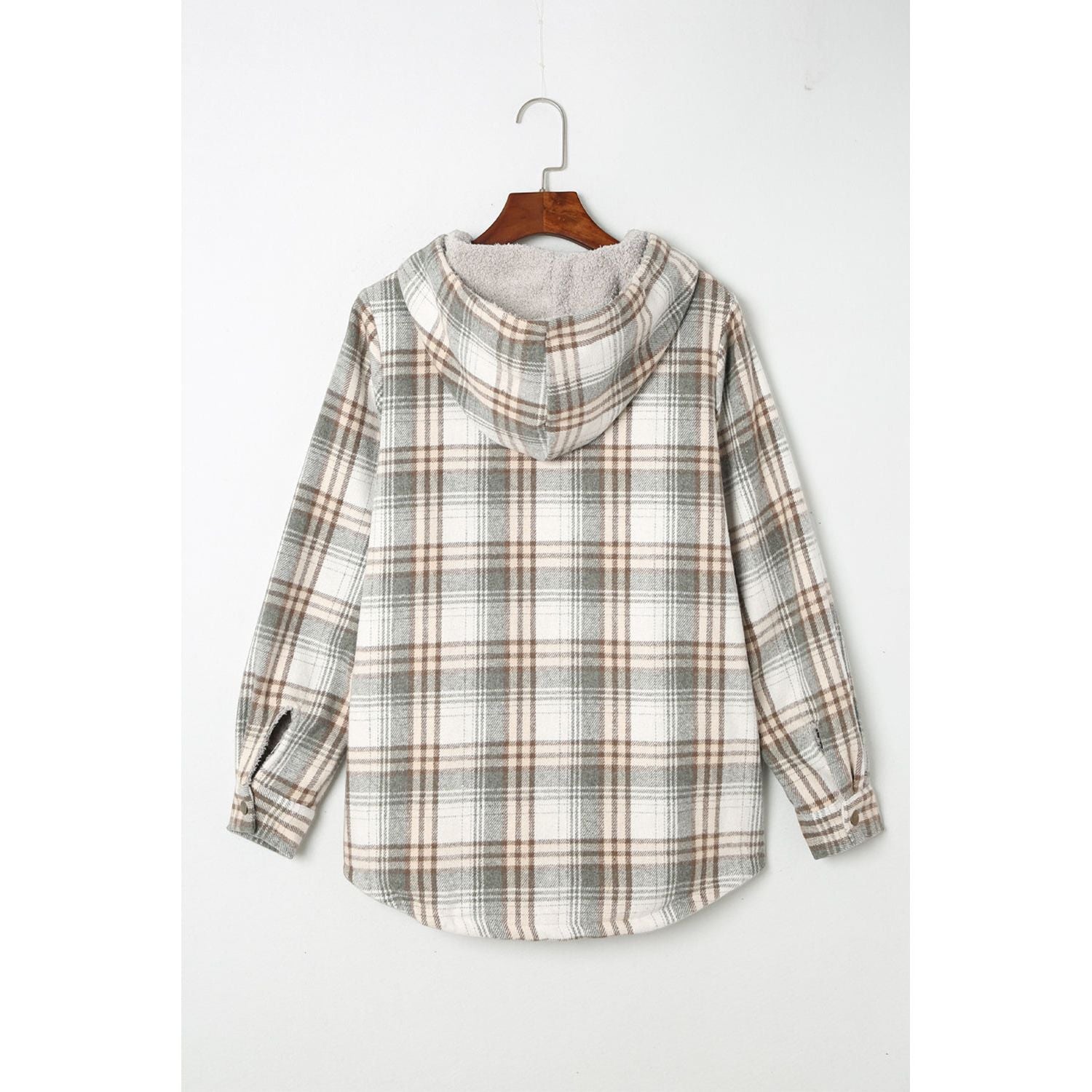 Sherpa Lined Hooded Gray Flannel Jacket | Ginger Bear Boutique