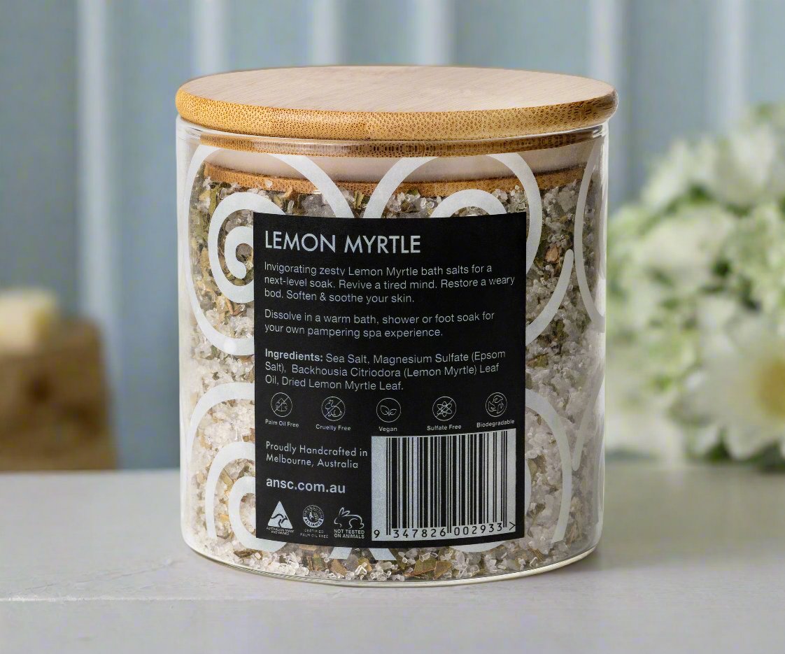 Lemon Myrtle Bath Salts - Handcrafted In Australia | Ginger Bear Boutique