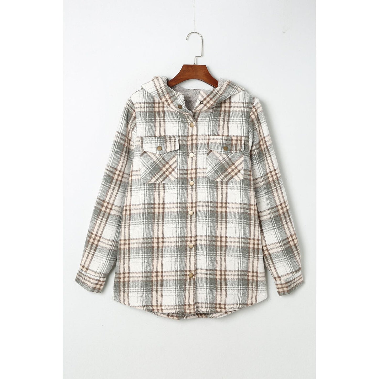 Sherpa Lined Hooded Gray Flannel Jacket | Ginger Bear Boutique