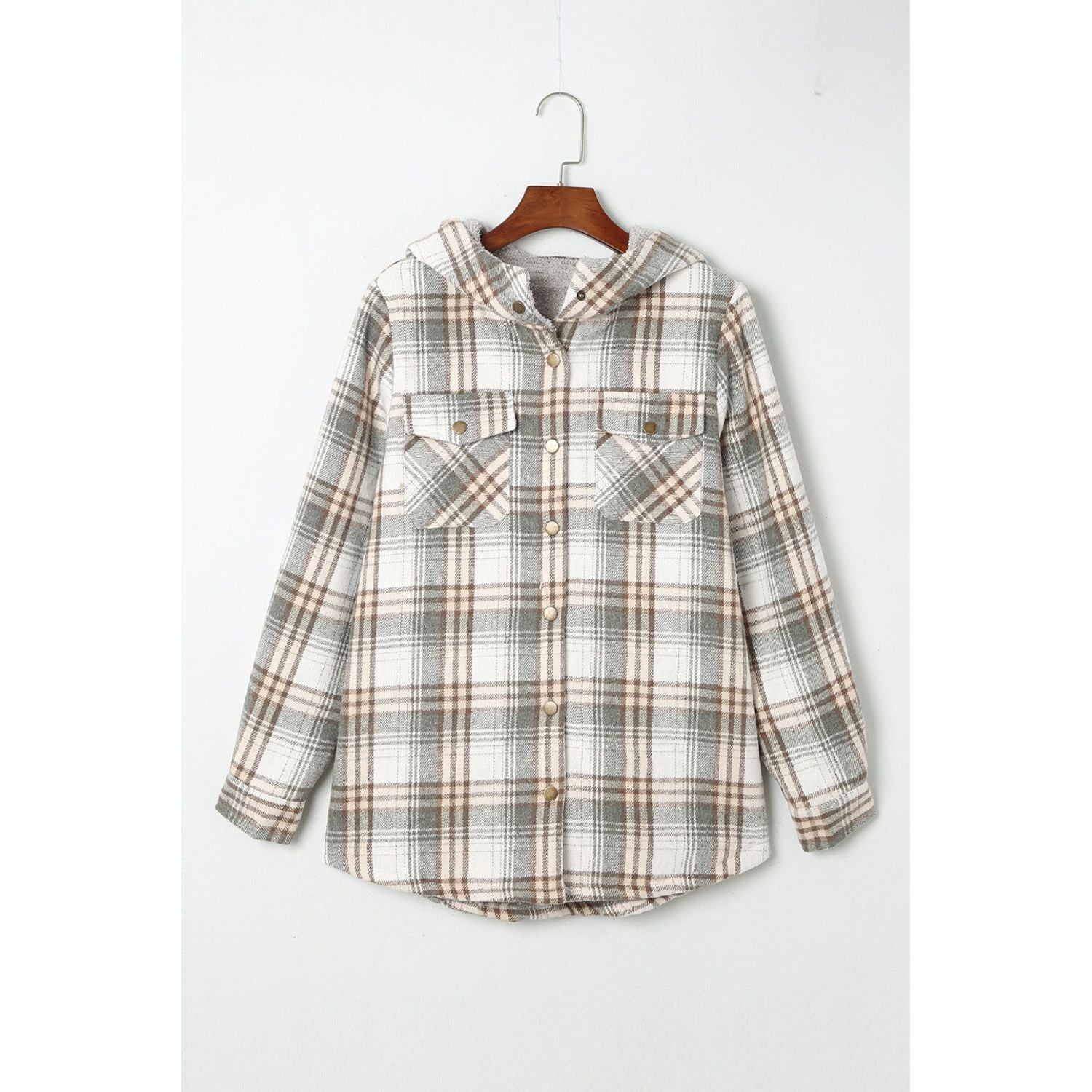 Sherpa Lined Hooded Gray Flannel Jacket | Ginger Bear Boutique