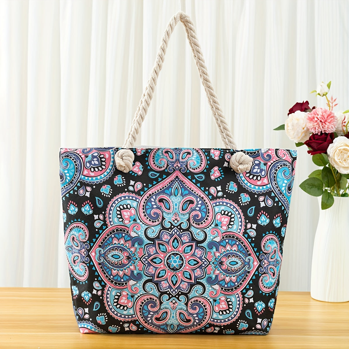 Stylish Beach Bag  - Sandproof, Waterproof & Pocket Zipper Tote | Ginger Bear Boutique