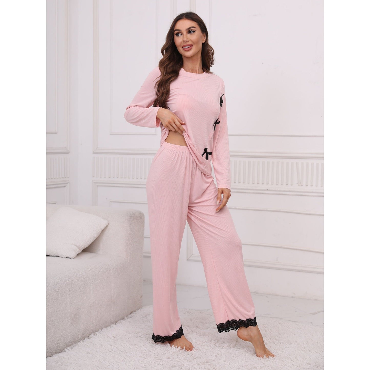 Lovely Lace Trim Pyjama Lounge Sleepwear set