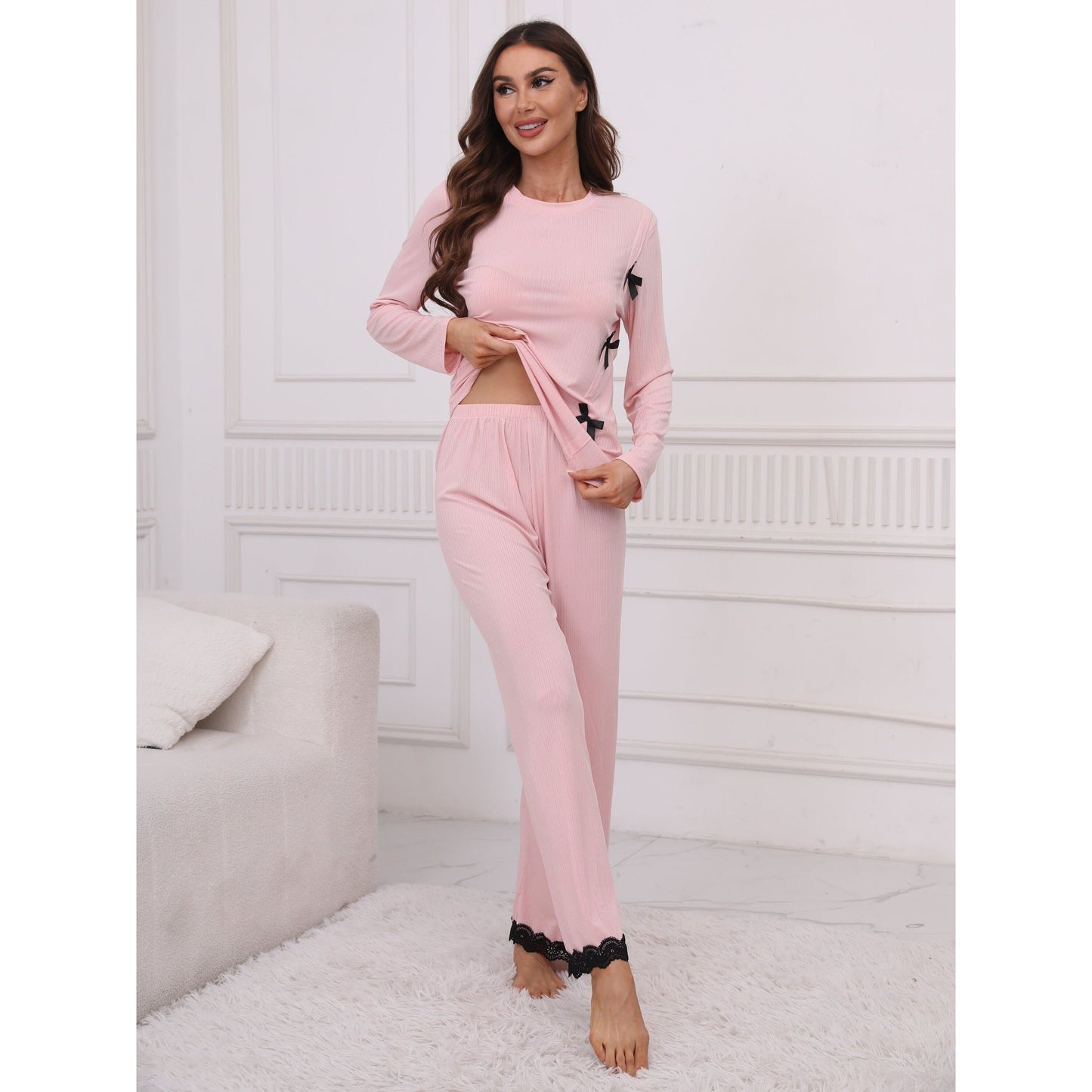 Lovely Lace Trim Pyjama Lounge Sleepwear set