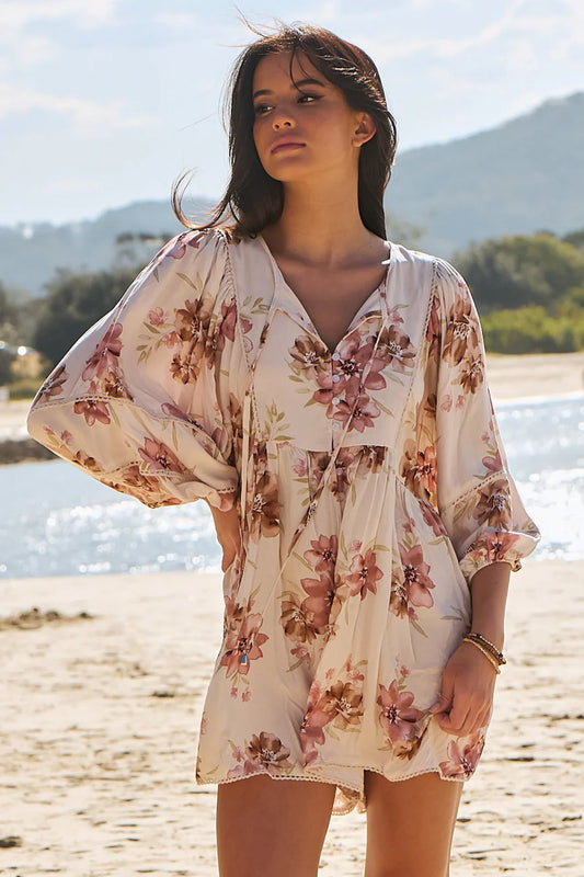 Bentley Playsuit | Boho Balloon Sleeve Romper Playsuit