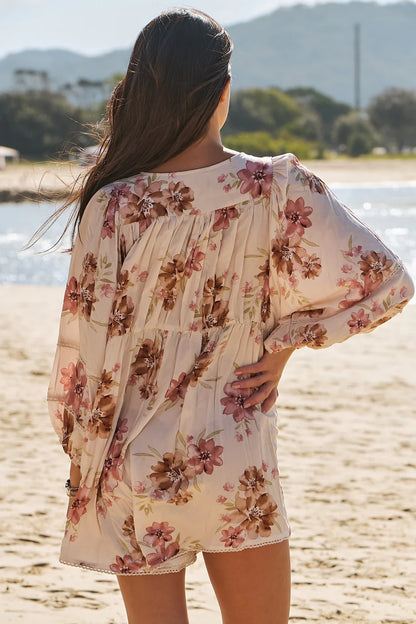 Bentley Playsuit | Boho Balloon Sleeve Romper Playsuit