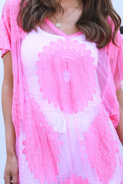 Beautiful Soft Pink and Flowing Sheer and Knitted Cover All | Ginger Bear Boutique