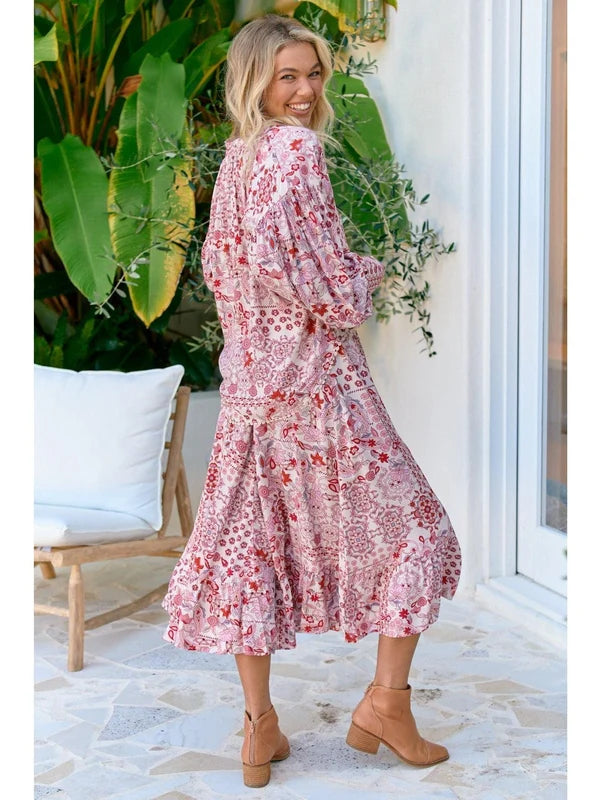 Ruby Red Print Vela Skirt - JAASE