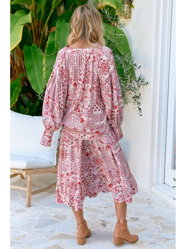 Ruby Red Print Vela Skirt - JAASE
