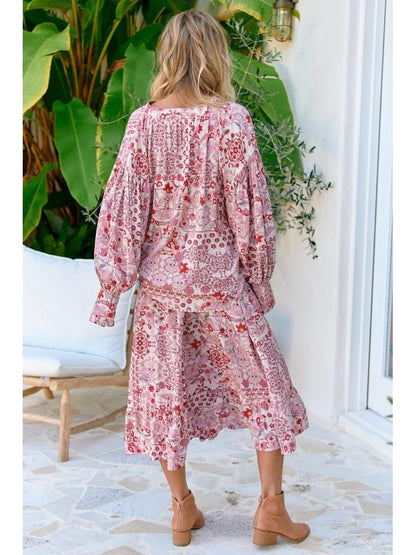 Ruby Red Print Vela Skirt - JAASE