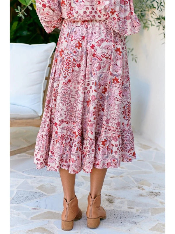 Ruby Red Print Vela Skirt - JAASE