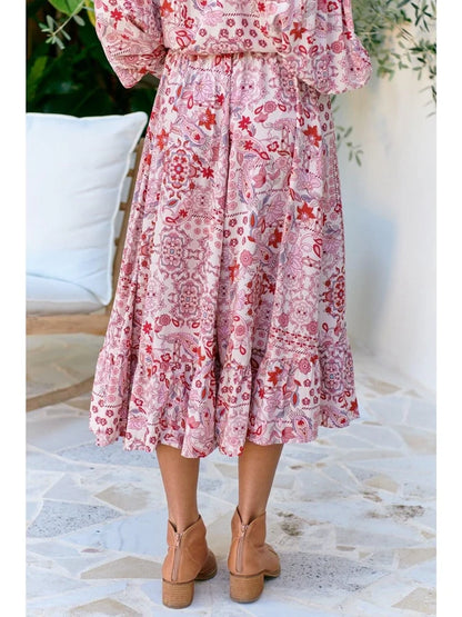 Ruby Red Print Vela Skirt - JAASE