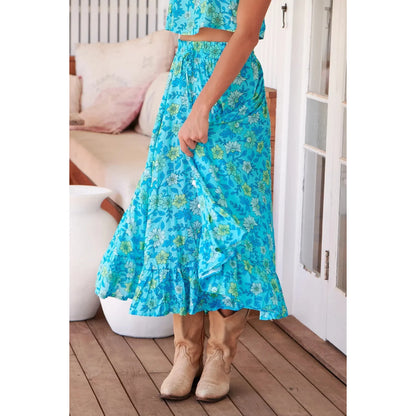 Sea Crystal Print Vela Skirt -  Coastal Dream Maxi Skirt