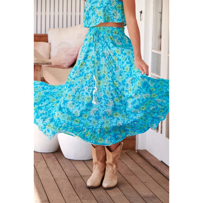 Sea Crystal Print Vela Skirt -  Coastal Dream Maxi Skirt
