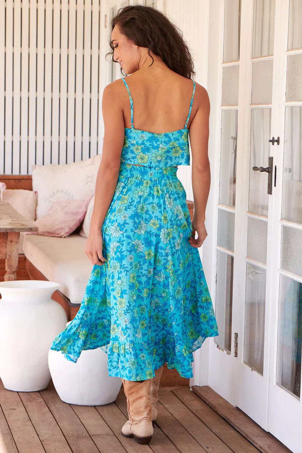 Sea Crystal Print Vela Skirt -  Coastal Dream Maxi Skirt
