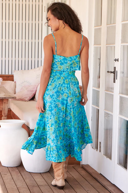 Sea Crystal Print Vela Skirt -  Coastal Dream Maxi Skirt