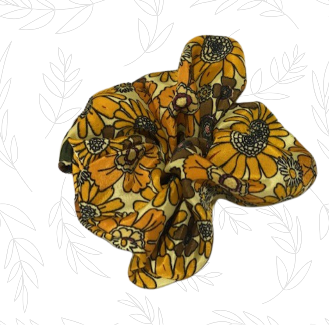Boho Oversized Silk Floral Hair Scrunchies