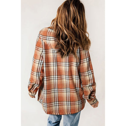 Gray Snap Button Sherpa Lined Hooded Flannel Jacket
