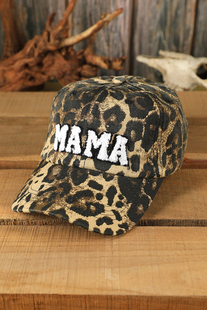 Leopard MAMA Letter Embroidered Baseball Cap | Ginger Bear Boutique