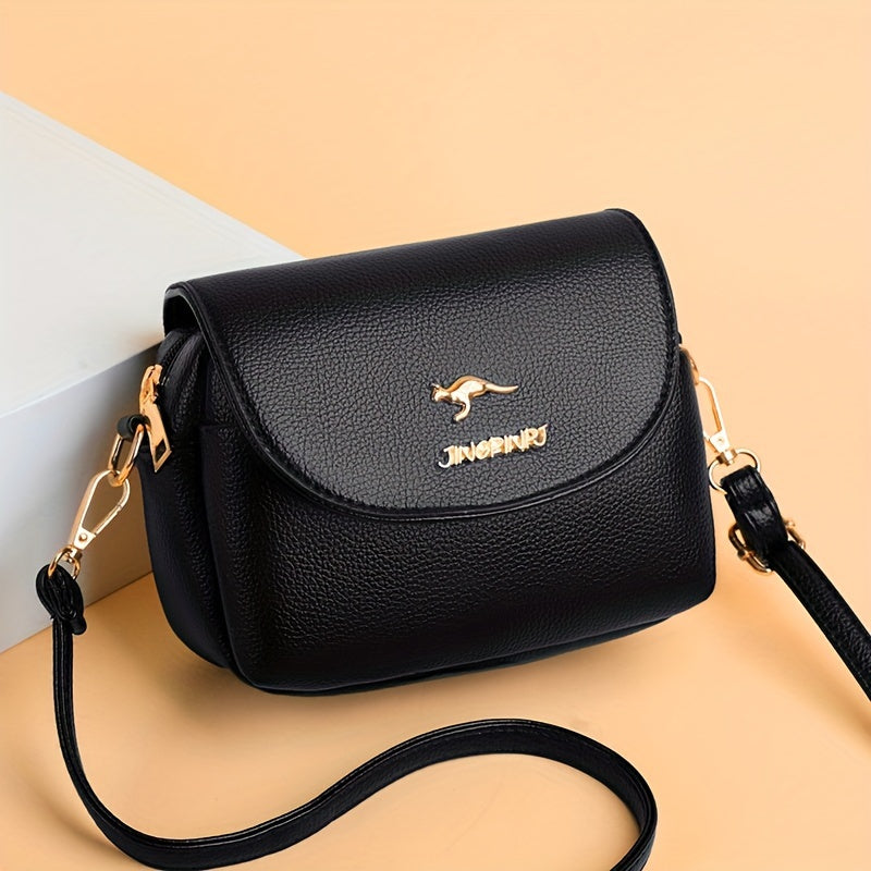Stylish Leather Shoulder Bag -  Kangaroo and Letter Decor Fashion Crossbody Bag | Ginger Bear Boutique