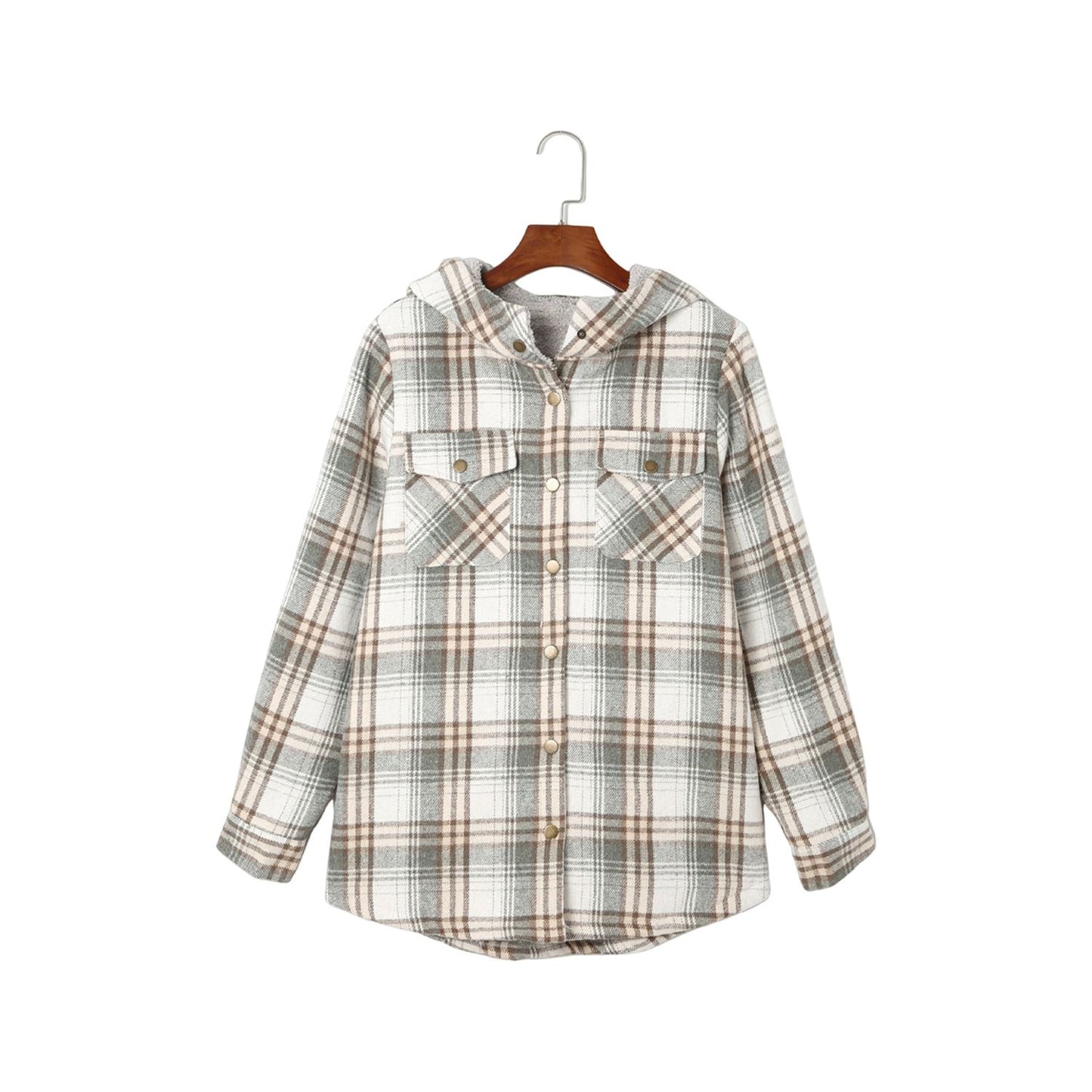 Sherpa Lined Hooded Gray Flannel Jacket | Ginger Bear Boutique