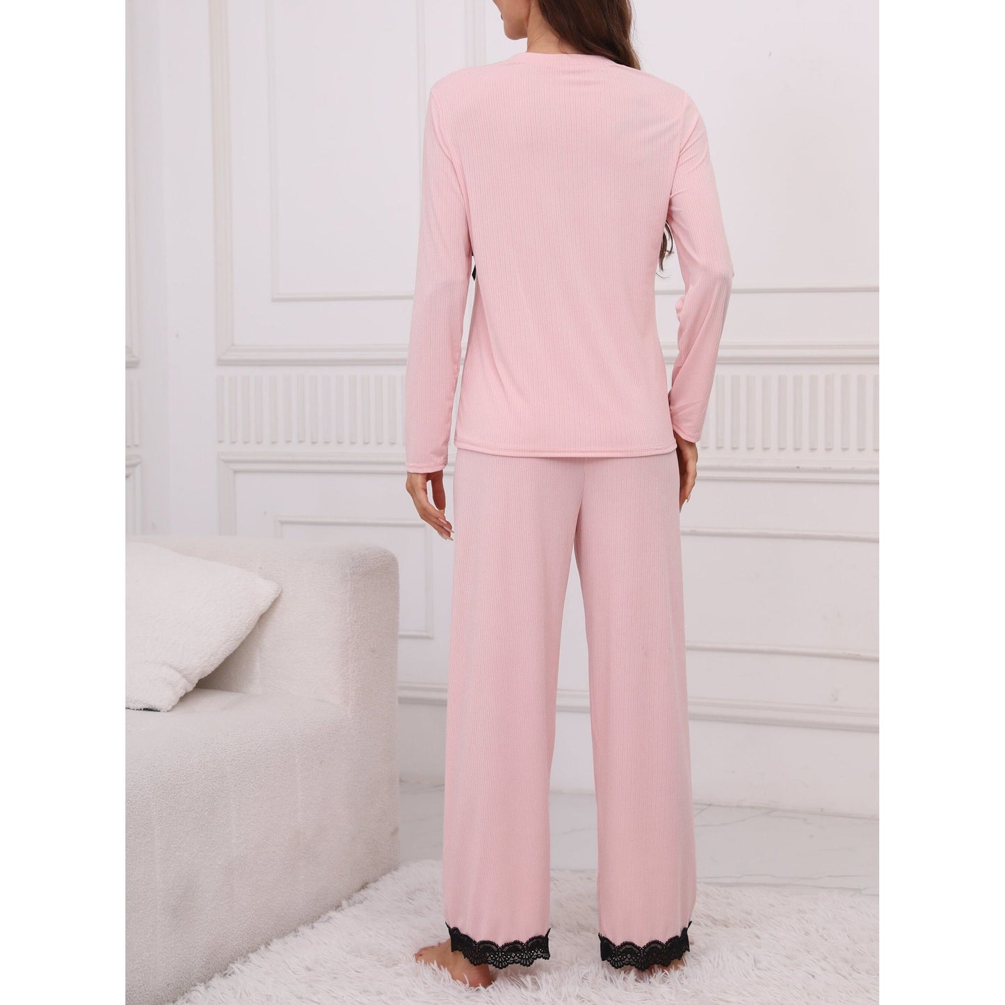 Lovely Lace Trim Pyjama Lounge Sleepwear set | Ginger Bear Boutique