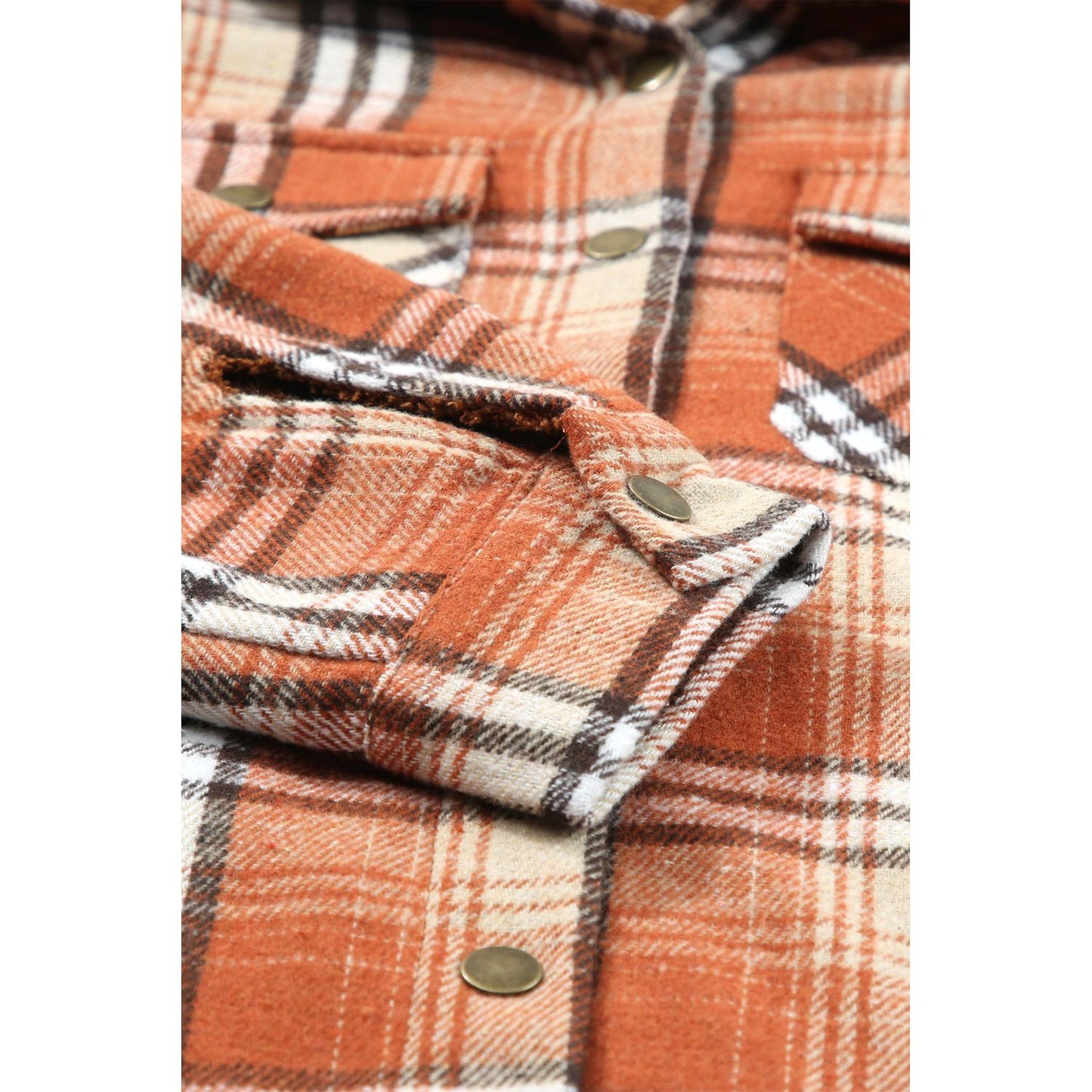 Gray Snap Button Sherpa Lined Hooded Flannel Jacket
