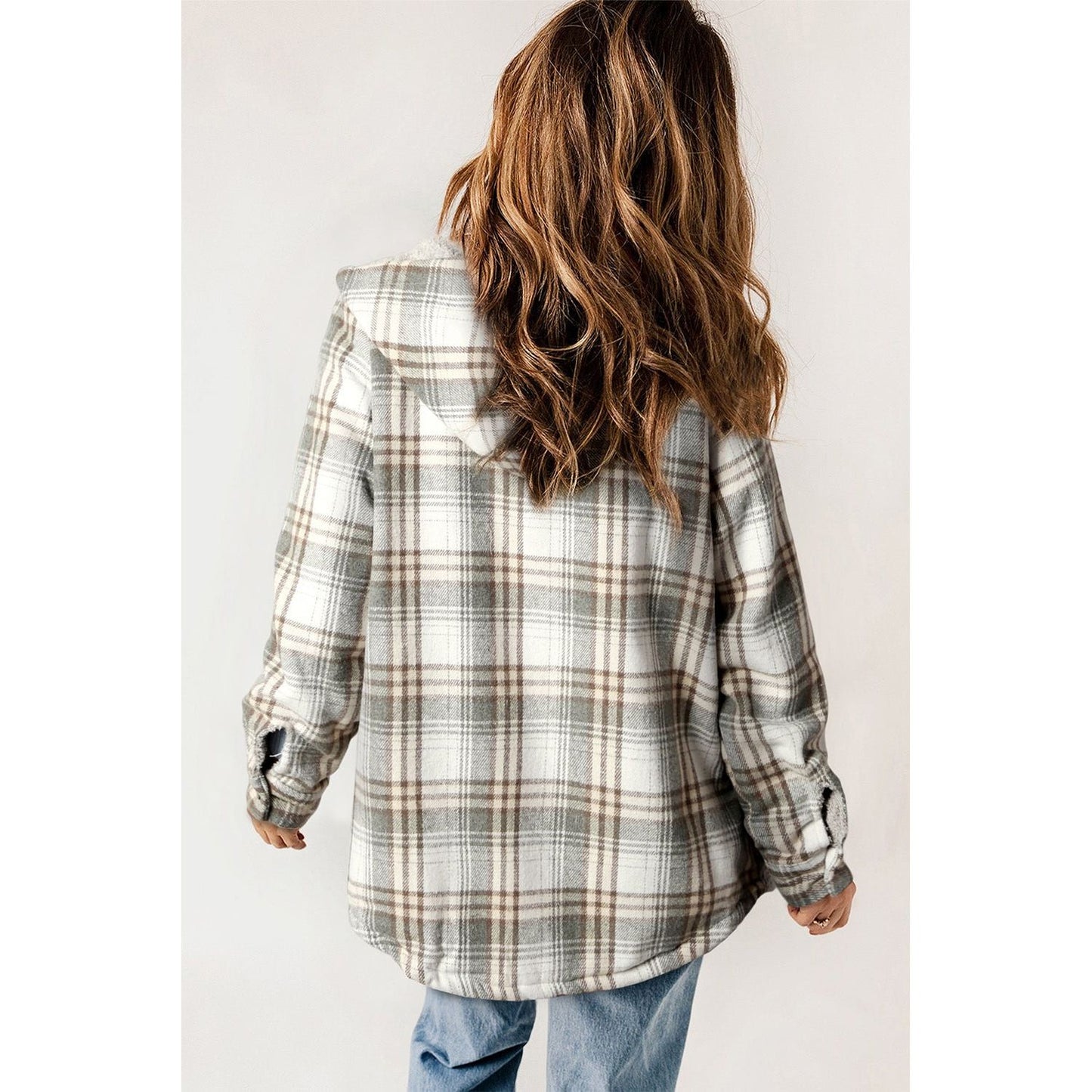 Sherpa Lined Hooded Gray Flannel Jacket | Ginger Bear Boutique