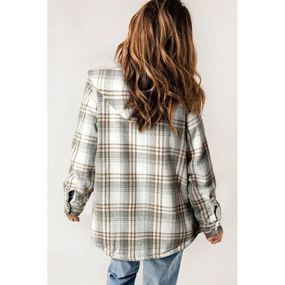 Sherpa Lined Hooded Gray Flannel Jacket | Ginger Bear Boutique